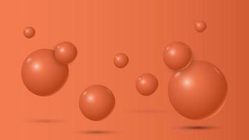 Abstract 3D orange spheres background, vector illustration