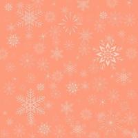 christmas card on a soft pink background with white snowflakes of different sizes vector