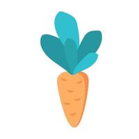 Simple flat vector illustration of carrot isolated on white icon orange vegetable with leaves fresh healthy food organic and tasty