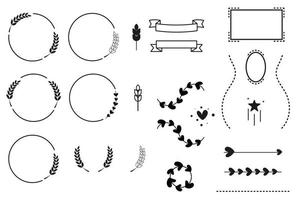 Set of Wreath, frames,  laurel leaves, arrows. Decorative elements collection. Vector