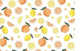 fresh summer lemon orange fruit seamless pattern background vector