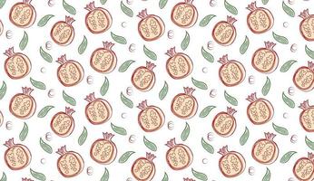 fresh line summer pomegranate fruit seamless pattern background vector