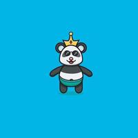 lindo bebé panda con corona y gafas. diseño de personajes, logotipos, iconos e inspiración. vector