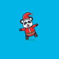 Cute Baby Panda Wearing Santa Costume and Funny Expression. Character, Logo, Icon And Inspiration Design. vector