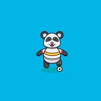 Cute Baby Panda Wearing Football Costume. Character, Logo, Icon And Inspiration Design. vector