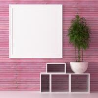 Living room wall photo frame with flower vase, 3D style