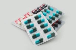 Panel of capsules medicine pills from doctor order