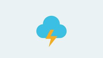 Cloud with lightning animation, bad weather with lightning