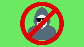 kein Hacken, kein Hacking-Schild, Nahaufnahme mit einer Greenscreen-Animation video
