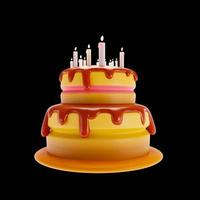 Colorful birthday cake with candles photo