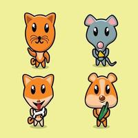 set cute animal character vector