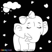 cute cartoon elephant. Black and white vector illustration for coloring book