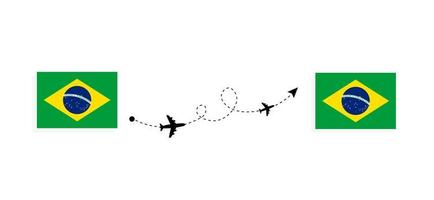 Flight and travel from Brazil to Brazil by passenger airplane Travel concept vector