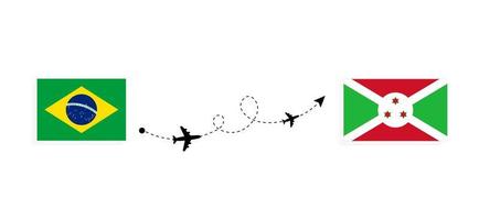 Flight and travel from Brazil to Burundi by passenger airplane Travel concept vector