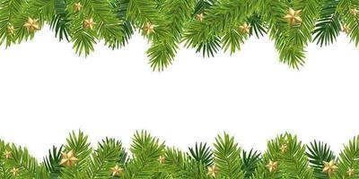 maqueta de decoración de postal navideña con pino verde esponjoso vector