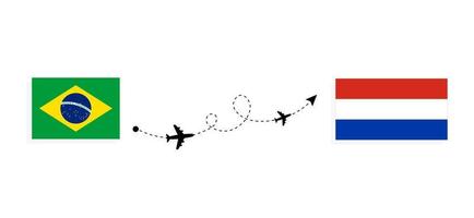 Flight and travel from Brazil to Paraguay by passenger airplane Travel concept vector