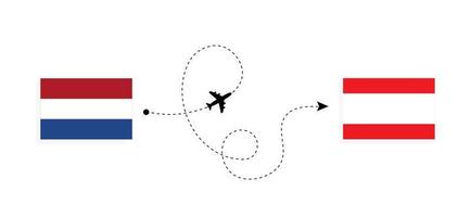 vuelo y viaje desde países bajos al líbano en avión de pasajeros concepto de viaje vector