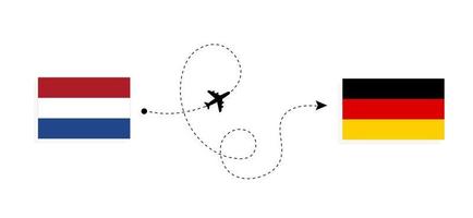 vuelo y viaje desde países bajos a alemania en avión de pasajeros concepto de viaje vector