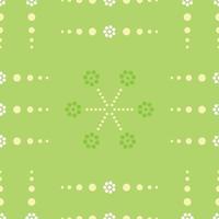 patrón transparente con colores de forma de círculo, hermosas flores blancas sobre fondo verde. ilustración vectorial. vector
