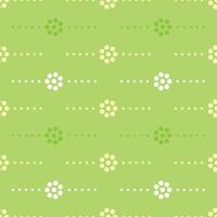 Seamless pattern with colorful of circle shape, beautiful white flowers on green background. Vector illustration.