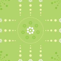 Seamless pattern with colorful of circle shape, beautiful white flowers on green background. Vector illustration.