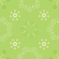 Seamless pattern with colorful of circle shape, beautiful white flowers on green background. Vector illustration.