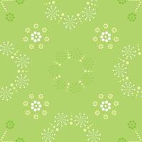 Seamless pattern with colorful of circle shape, beautiful white flowers on green background. Vector illustration.