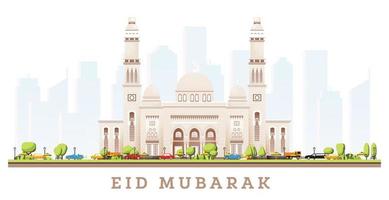 Ramadhan Kareem. Eid Mubarak Greetings with Jumeirah Mosque Isolated on White. vector
