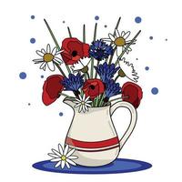 Wildflower Bouquet in a White Jug vector