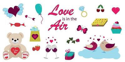 día de san valentín conjunto el amor está en el aire vector