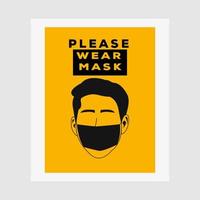 vector de señal de atención, use una máscara para evitar el diseño de ilustración de vector de cartel covid-19. señal de advertencia o precaución
