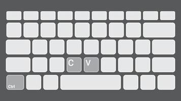 teclas del teclado ctrl cy ctrl v, copia y pega los atajos de teclas. icono de computadora sobre fondo negro vector