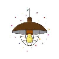 Hanging lamp icon in flat style. vector illustration