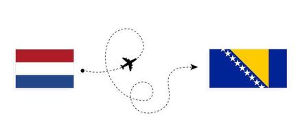 Flight and travel from Netherlands to Bosnia and Herzegovina by passenger airplane Travel concept vector