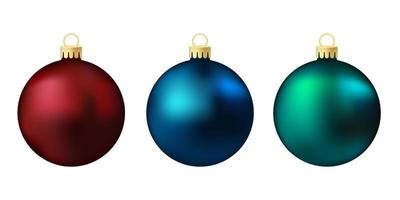 juguete o bola de árbol de navidad rojo oscuro azul y verde vector