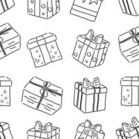conjunto de patrones colección de dibujo a mano decoración de caja de regalo de navidad vector