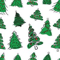 Pattern set collection of hand drawing Christmas tree decoration vector