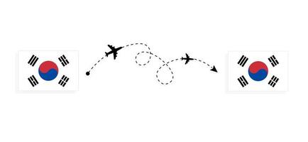 vuelo y viaje desde corea del sur a corea del sur en avión de pasajeros concepto de viaje vector