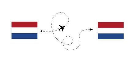 vuelo y viaje desde países bajos a países bajos en avión de pasajeros concepto de viaje vector