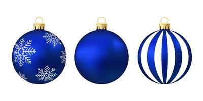 Blue Christmas tree toy or ball Volumetric and realistic color illustration vector