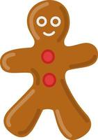 Gingerbread man cookie with sugar frosting vector illustration. Traditional christmas cookies.