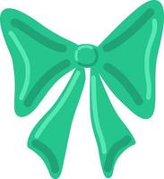 Holiday green bow for decorations vector illustration. Christmas element. Decor for gift box.