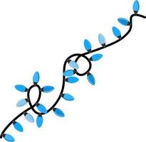 Holiday blue shining garland decoration vector illustration. Traditional christmas lights for house decorations.