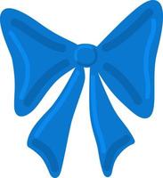 Holiday blue bow for decorations vector illustration. Christmas element. Decor for gift box.