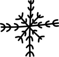 Doodle invierno elegante ilustración de vector de copo de nieve de cristal de hielo. elemento de diseño tradicional navideño. adorno único.