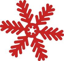 Red winter snowflake decor element vector illustration. Red ice ornament. Christmas holiday decorative element