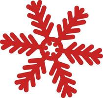 Red winter snowflake decor element vector illustration. Red ice ornament. Christmas holiday decorative element