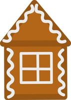 Gingerbread house cookie with sugar frosting vector illustration. Traditional christmas cookies.