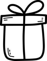 caja de regalo de línea de doodle con ilustración de vector de arco. elemento de diseño. presente para cumpleaños, día de san valentín, navidad, aniversario. icono de vacaciones
