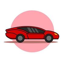 Diseño de ilustración de dibujos animados de coches deportivos desde el lateral en color rojo. vector